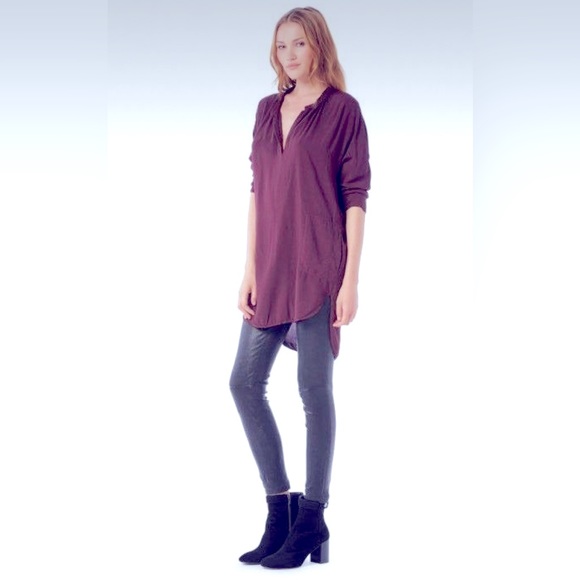 MICHAEL STARS 3/4 SLEEVE SPLIT NECK TUNIC PURPLE SMALL NWOT - Picture 3 of 9